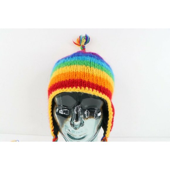 Vintage 90s Streetwear Pride Rainbow Striped Wool Knit Winter Beanie Hat Cap S main image 7